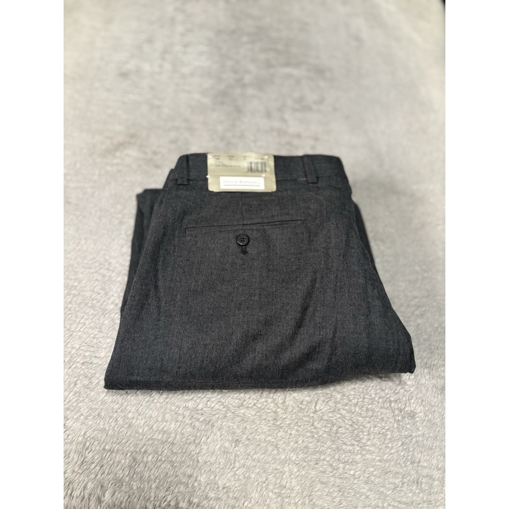 Louis Raphael Dress Pants Mens 38x30 Grey 100% Worsted Wool Cuffed